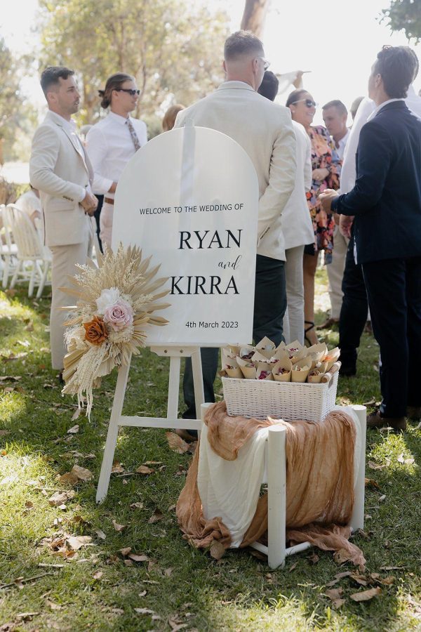 Personalised white acrylic welcome sign